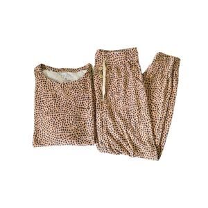 Lates By Kate Cheetah Printed LS Pajama Set Modal Blend Size XS